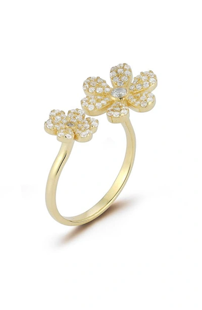 Sphera Milano Sterling Silver & Cz Flower Wrap Ring In Gold
