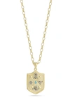 Sphera Milano Sterling Silver & Cz Shield Pendant Necklace In Gold