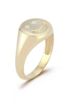 Sphera Milano Sterling Silver & Cz Smiley Face Ring In Gold