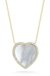 Sphera Milano Sterling Silver, Mother Of Pearl & Cz Heart Pendant Necklace In Gold
