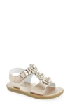 Footmates Kids' Jasmine Metallic Flower Waterproof Sandal In Rose Gold Micro