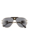 Versace 63mm Oversize Pilot Sunglasses In Gold