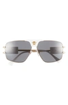 Versace 63mm Oversize Pillow Sunglasses In Dark Grey