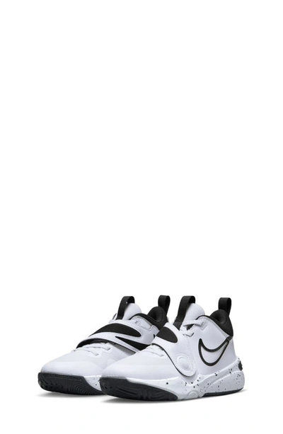 Nike Team Hustle D 11 Big Kids' Basketball Shoes In White/black/white