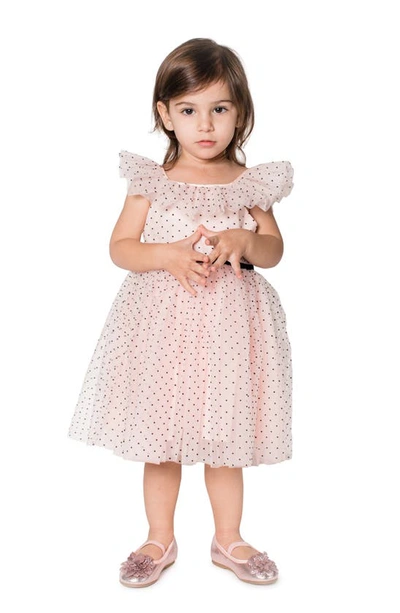 Popatu Kids' Dot Print Mesh Dress In Pink