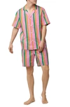 Bedhead Pajamas Print Organic Cotton Short Pajamas In Pineapple Stripe