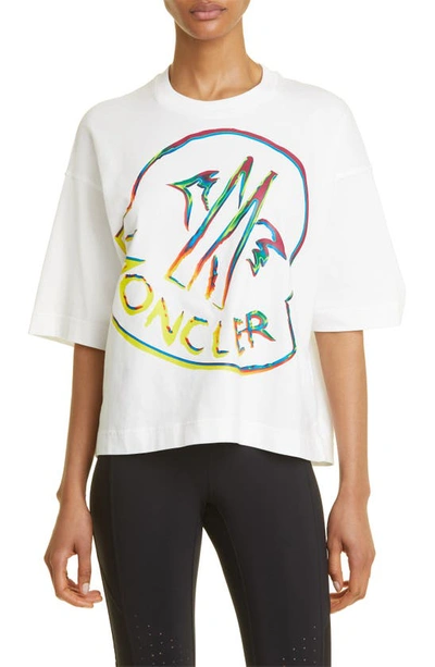 Moncler Oversize Logo Cotton Graphic Tee In White