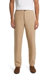 Bugatchi Button Front Linen Blend Pants In Dune
