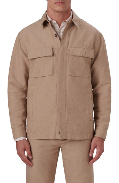 Bugatchi Men's Linen-cotton Shirt Jacket In Dune