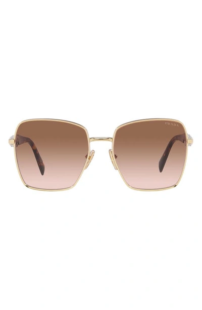 Prada 57mm Gradient Pillow Sunglasses In Pale Gold