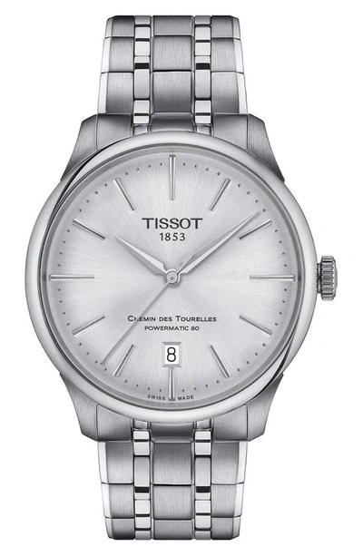 Tissot Chemin Des Tourelles Powermatic 80 Bracelet Watch, 39mm In Silver