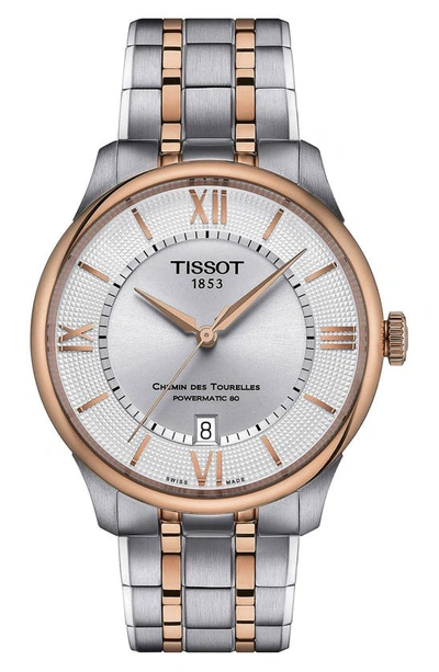 Tissot Chemin Des Tourelles Powermatic 80 Bracelet Watch, 39mm In Silver/gold