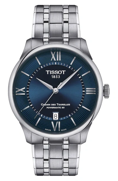 Tissot Chemin Des Tourelles Powermatic 80 Bracelet Watch, 34mm In Blue/silver