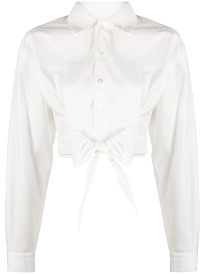 Ami Alexandre Mattiussi Tied Front Cropped Shirt In White