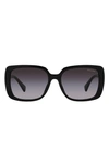 Ralph 55mm Gradient Rectangular Sunglasses In Shiny Black