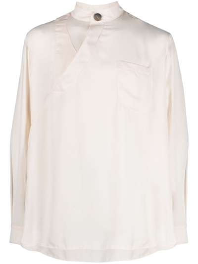 Labrum London White Asymmetric Long Sleeve Shirt In Neutrals