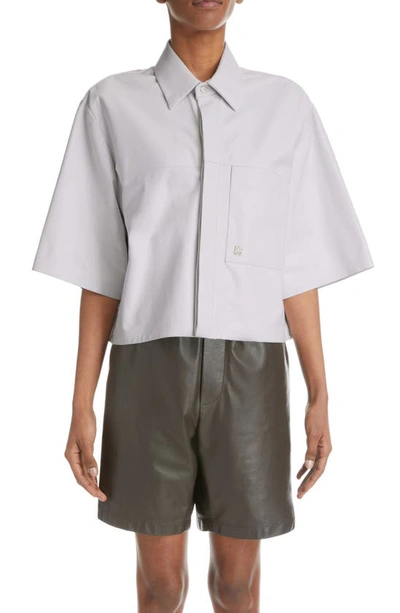 Amiri Oversize Faux Leather Button-up Shirt In Neutral