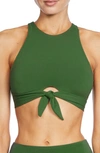 Robin Piccone Ava Knotted Cross Back Bikini Top In Sage