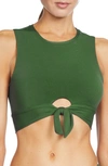 Robin Piccone Women's Ava Elongated Scoop Neck Bikini Top In Sage