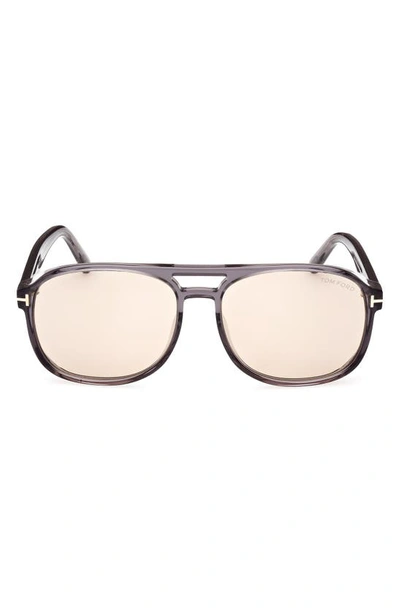 Tom Ford Men's Rosco 58mm Square Sunglasses In Brown / Grey