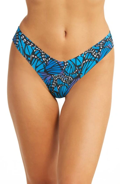 Commando Women's No-show Mid-rise Thong In Blue Butte