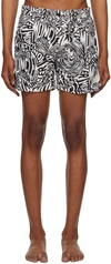 Moncler Black & White Printed Swim Shorts In Multicolor