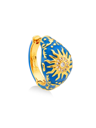 Zimmermann Women's Wonderland 20k-gold-plated, Enamel & Cubic Zirconia Signet Earring In Blue
