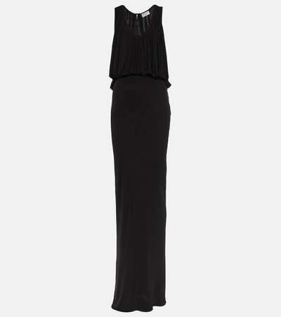 Saint Laurent Draped Sleeveless Dress In Black