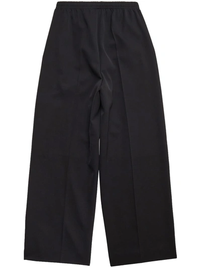 Balenciaga Elasticated Waist Wool Trousers In Black