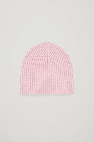Cos Ribbed Cashmere Hat In Pink