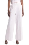 Open Edit Linen Blend Trousers In Purple Light