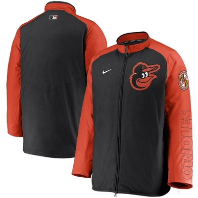 Nike Black Baltimore Orioles Authentic Collection Dugout Full-zip Jacket In Black,orange