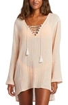 Billabong Blue Skies Long Sleeve Cover-up Dress In Neutral