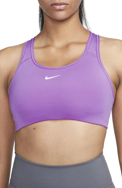 Nike Women's Swoosh Medium-support 1-piece Pad Sports Bra In Purple