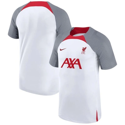 Nike Liverpool Strike  Men's Dri-fit Soccer Top In White/smoke Grey/tough Red