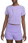 Nike Women's Dri-fit One Luxe Twist Cropped Short-sleeve Top In Purple