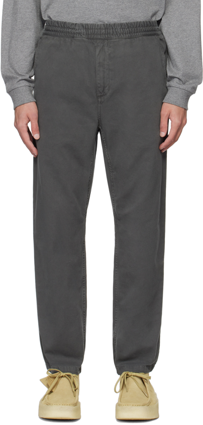 Carhartt Flint Logo-patch Trousers In Grau
