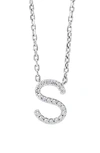 Effy Sterling Silver Pavé Diamond Initial Pendant Necklace In White-s