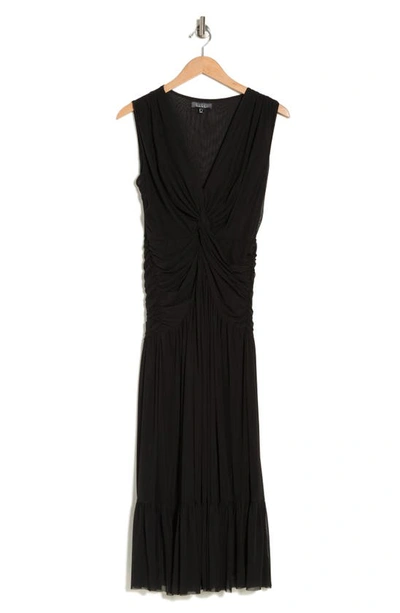 Nicole Miller Ruched Knot Front Maxi Dress In Very Black ModeSens