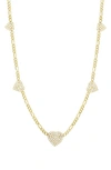 Sphera Milano Sterling Silver & Cz Heart Station Necklace In Gold