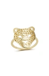 Sphera Milano Sterling Silver Leopard Ring In Gold