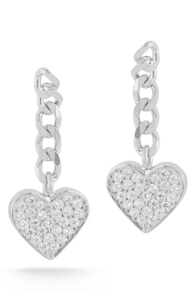 Sphera Milano Sterling Silver & Cz Heart Drop Earrings
