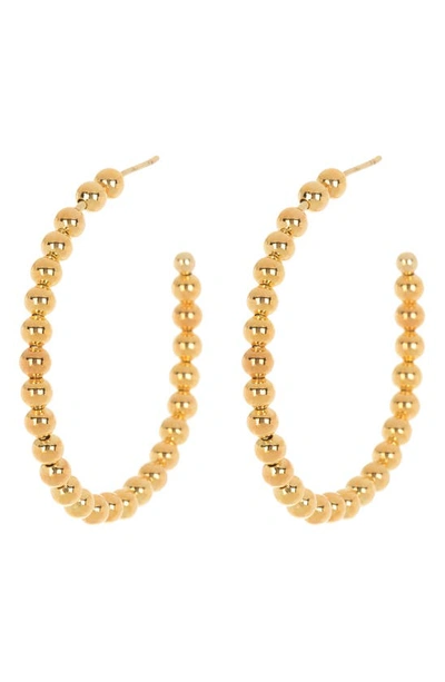 Sterling Forever Brooke Bubble Textured Hoop Earrings In Gold