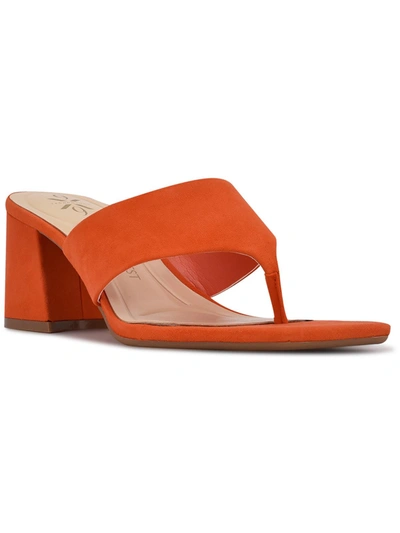 Nine West Gelina 9x9 Womens Slide On Heels Slide Sandals In Orange