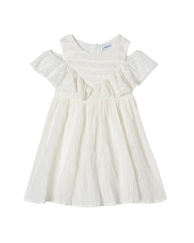 Mayoral Kids'  Embroidered Chiffon Dress In White