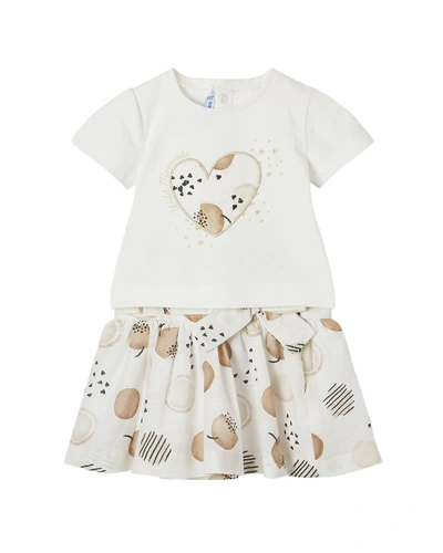 Mayoral Kids'  Heart Graphic Outfit In Beige
