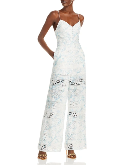 Alice And Olivia Shanti Womens Eyelet Printed Jumpsuit In Multi