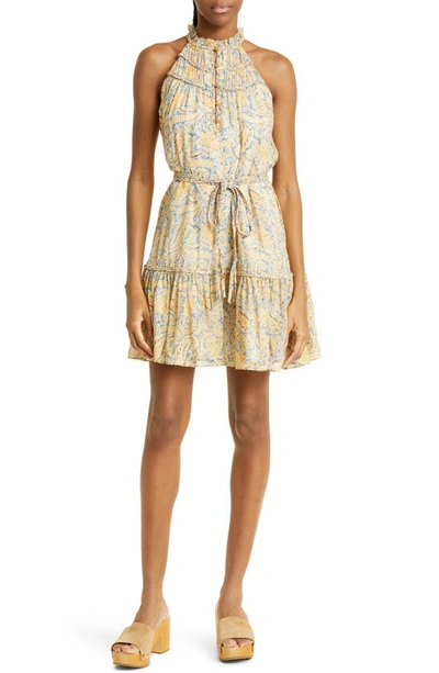 Veronica Beard Dria Paisley Minidress Blue Yellow Multi