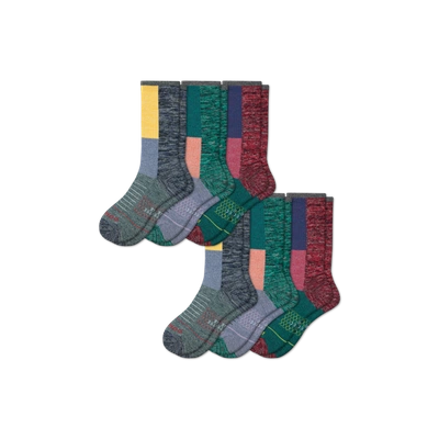 Bombas Merino Wool Hiking Performance Calf Sock 6-pack In Colorblock Mix