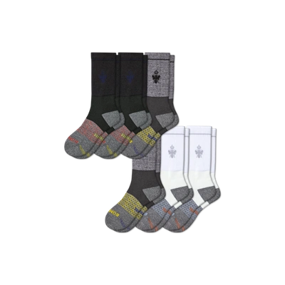 Bombas All-purpose Performance Work Calf Sock 6-pack In White Black Mix